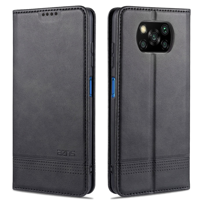 AZNS Estuche de cuero con tapa horizontal con textura de becerro magnético con ranuras para tarjetas y soporte y billetera, For Xiaomi Redmi 9, For Xiaomi Redmi Note 9 / 10X, For Xiaomi Mi 10 5G / 10 Pro 5G, For Xiaomi POCO X3 NFC, For Xiaomi Redmi 10X...