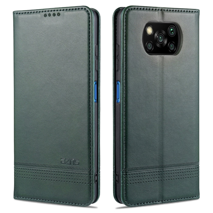 AZNS Estuche de cuero con tapa horizontal con textura de becerro magnético con ranuras para tarjetas y soporte y billetera, For Xiaomi Redmi 9, For Xiaomi Redmi Note 9 / 10X, For Xiaomi Mi 10 5G / 10 Pro 5G, For Xiaomi POCO X3 NFC, For Xiaomi Redmi 10X...