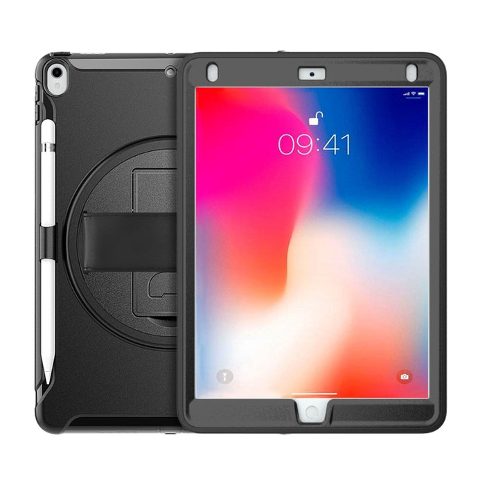 Cubierta protectora de PC + TPU con rotación de 360 grados con soporte y correa de mano