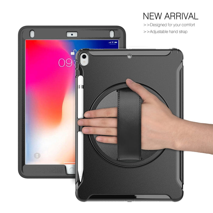 Cubierta protectora de PC + TPU con rotación de 360 grados con soporte y correa de mano