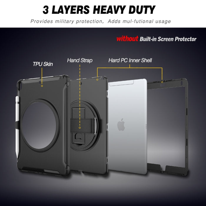 Cubierta protectora de PC + TPU con rotación de 360 grados con soporte y correa de mano