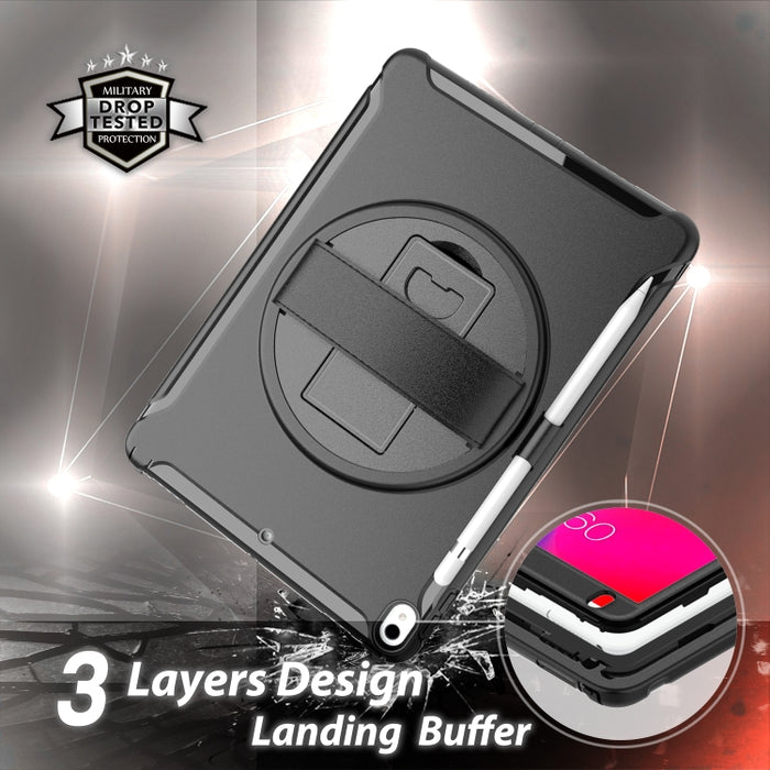 Cubierta protectora de PC + TPU con rotación de 360 grados con soporte y correa de mano