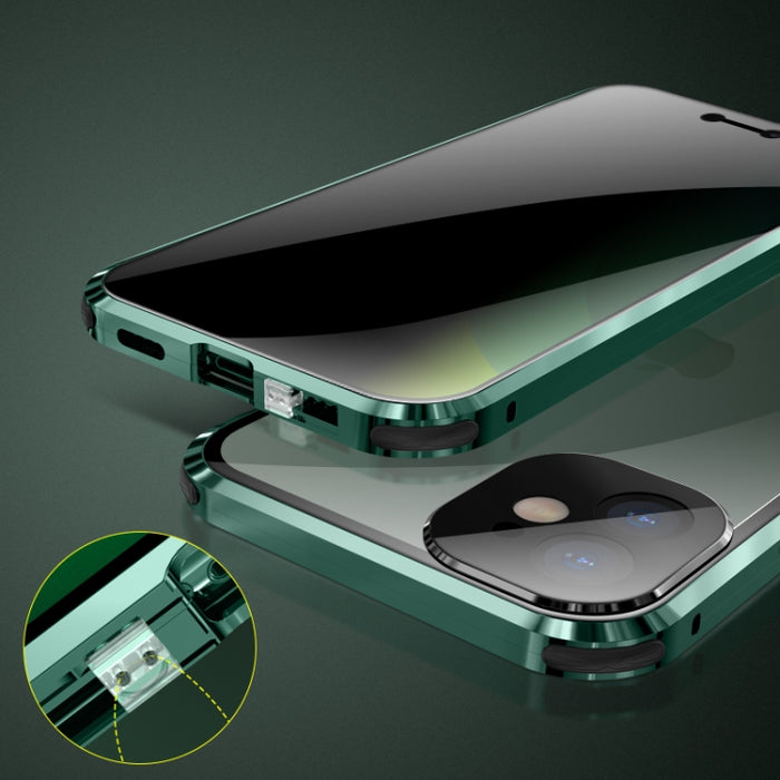 Caja de vidrio templado de doble cara con marco de metal magnético a prueba de golpes de cuatro esquinas, For iPhone 11 Pro Max, For iPhone 11 Pro, For iPhone 12, For iPhone 12 Pro, For iPhone 12 Pro Max