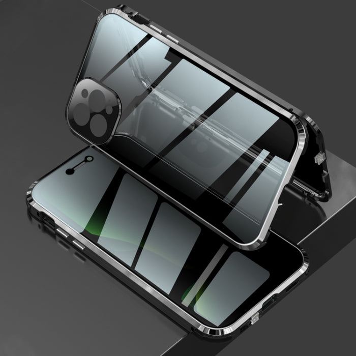 Caja de vidrio templado de doble cara con marco de metal magnético a prueba de golpes de cuatro esquinas, For iPhone 11 Pro Max, For iPhone 11 Pro, For iPhone 12, For iPhone 12 Pro, For iPhone 12 Pro Max