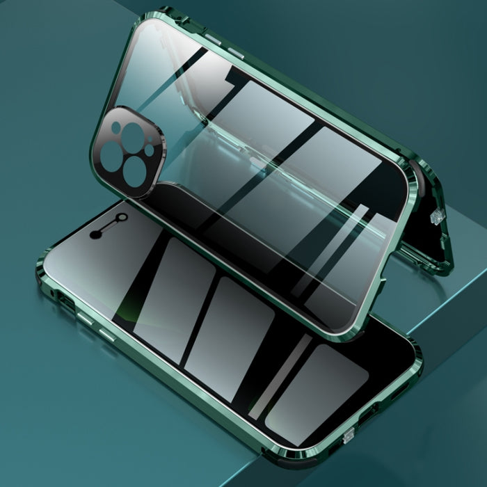 Caja de vidrio templado de doble cara con marco de metal magnético a prueba de golpes de cuatro esquinas, For iPhone 11 Pro Max, For iPhone 11 Pro, For iPhone 12, For iPhone 12 Pro, For iPhone 12 Pro Max