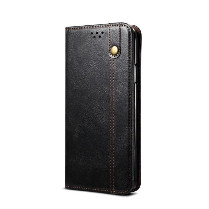 Estuche de cuero con tapa horizontal con textura de caballo loco de cera simple con ranuras para tarjetas y billetera, For iPhone 11, For iPhone 11 Pro, For iPhone 11 Pro Max, For iPhone 12 mini, For iPhone 12 / 12 Pro, For iPhone 12 Pro Max           ...