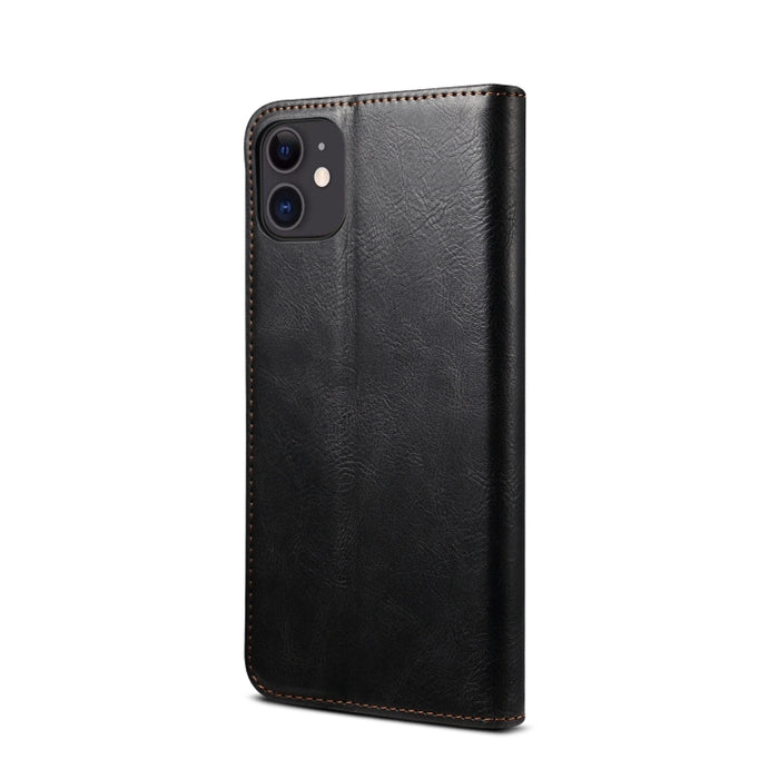 Estuche de cuero con tapa horizontal con textura de caballo loco de cera simple con ranuras para tarjetas y billetera, For iPhone 11, For iPhone 11 Pro, For iPhone 11 Pro Max, For iPhone 12 mini, For iPhone 12 / 12 Pro, For iPhone 12 Pro Max           ...