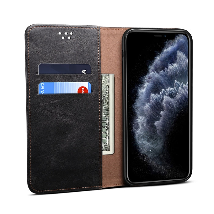 Estuche de cuero con tapa horizontal con textura de caballo loco de cera simple con ranuras para tarjetas y billetera, For iPhone 11, For iPhone 11 Pro, For iPhone 11 Pro Max, For iPhone 12 mini, For iPhone 12 / 12 Pro, For iPhone 12 Pro Max           ...