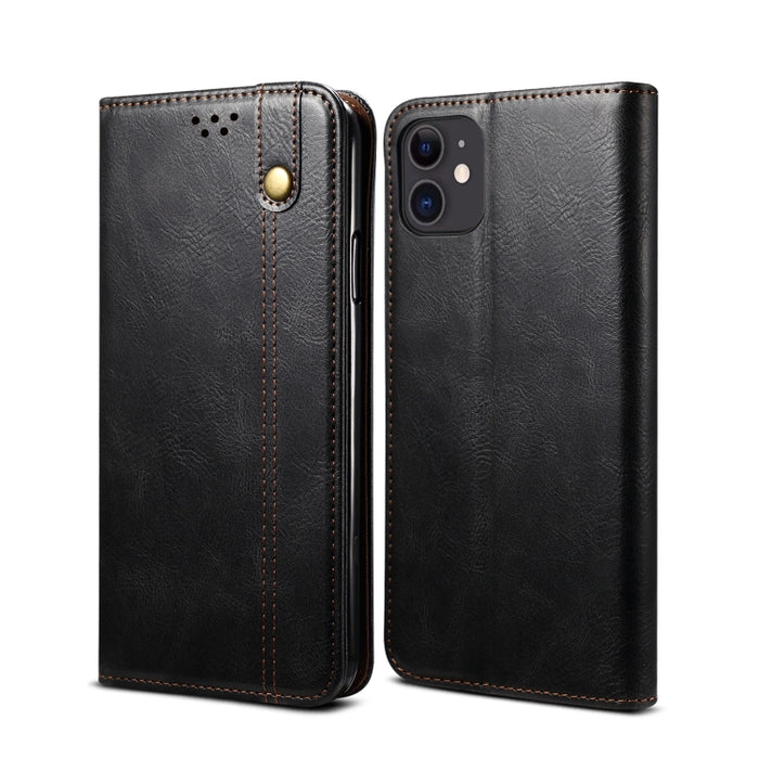 Estuche de cuero con tapa horizontal con textura de caballo loco de cera simple con ranuras para tarjetas y billetera, For iPhone 11, For iPhone 11 Pro, For iPhone 11 Pro Max, For iPhone 12 mini, For iPhone 12 / 12 Pro, For iPhone 12 Pro Max           ...