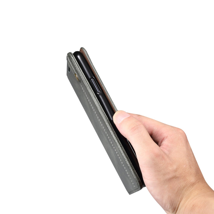 Estuche de cuero con tapa horizontal con textura de caballo loco de cera simple con ranuras para tarjetas y billetera, For iPhone 11, For iPhone 11 Pro, For iPhone 11 Pro Max, For iPhone 12 mini, For iPhone 12 / 12 Pro, For iPhone 12 Pro Max           ...