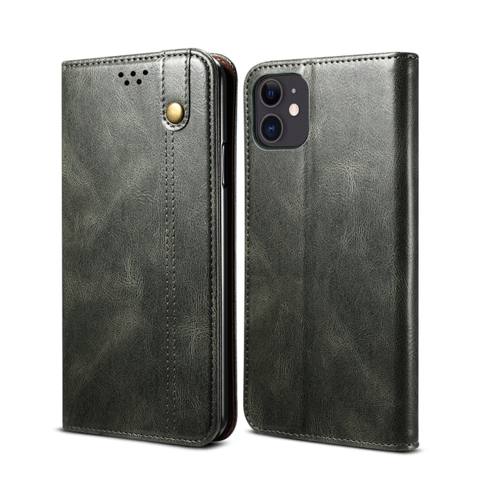 Estuche de cuero con tapa horizontal con textura de caballo loco de cera simple con ranuras para tarjetas y billetera, For iPhone 11, For iPhone 11 Pro, For iPhone 11 Pro Max, For iPhone 12 mini, For iPhone 12 / 12 Pro, For iPhone 12 Pro Max           ...