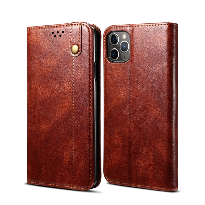 Estuche de cuero con tapa horizontal con textura de caballo loco de cera simple con ranuras para tarjetas y billetera, For iPhone 11, For iPhone 11 Pro, For iPhone 11 Pro Max, For iPhone 12 mini, For iPhone 12 / 12 Pro, For iPhone 12 Pro Max           ...