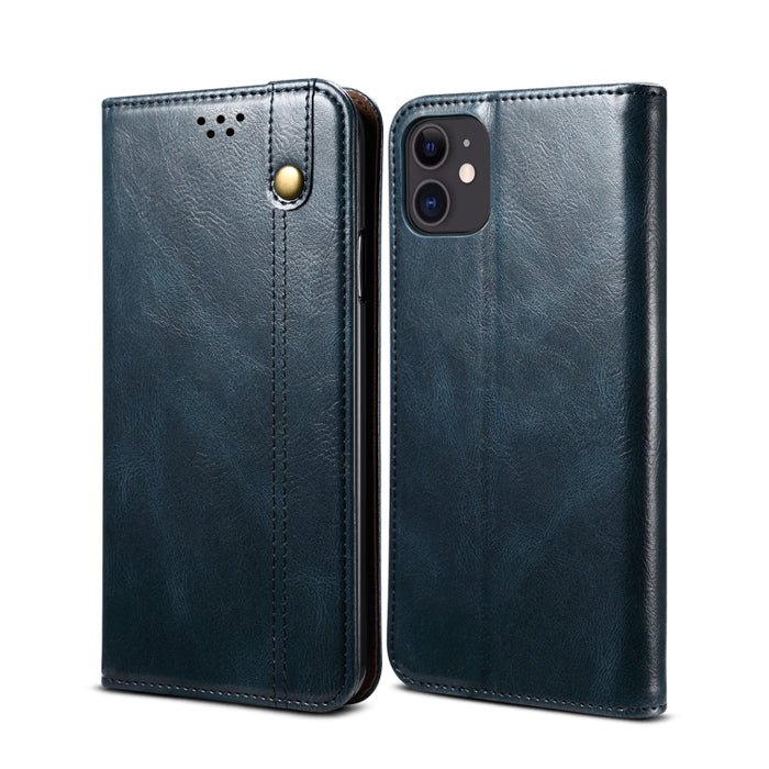 Estuche de cuero con tapa horizontal con textura de caballo loco de cera simple con ranuras para tarjetas y billetera, For iPhone 11, For iPhone 11 Pro, For iPhone 11 Pro Max, For iPhone 12 mini, For iPhone 12 / 12 Pro, For iPhone 12 Pro Max           ...