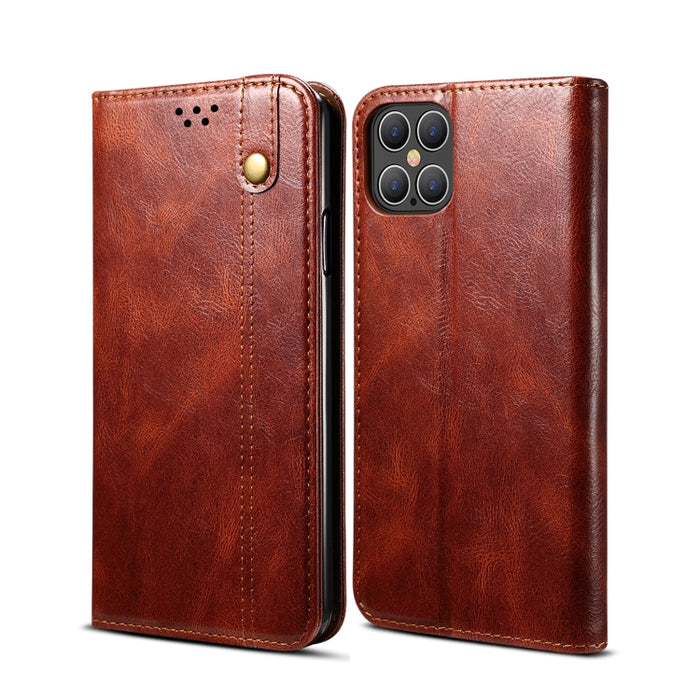 Estuche de cuero con tapa horizontal con textura de caballo loco de cera simple con ranuras para tarjetas y billetera, For iPhone 11, For iPhone 11 Pro, For iPhone 11 Pro Max, For iPhone 12 mini, For iPhone 12 / 12 Pro, For iPhone 12 Pro Max           ...