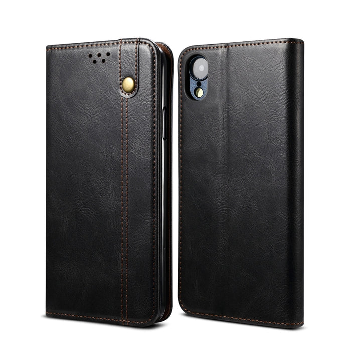 Estuche de cuero con tapa horizontal con textura de caballo loco de cera simple con ranuras para tarjetas y billetera, For iPhone 11, For iPhone 11 Pro, For iPhone 11 Pro Max, For iPhone 12 mini, For iPhone 12 / 12 Pro, For iPhone 12 Pro Max           ...