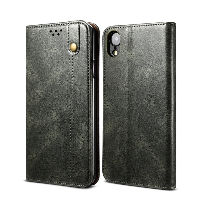 Estuche de cuero con tapa horizontal con textura de caballo loco de cera simple con ranuras para tarjetas y billetera, For iPhone 11, For iPhone 11 Pro, For iPhone 11 Pro Max, For iPhone 12 mini, For iPhone 12 / 12 Pro, For iPhone 12 Pro Max           ...