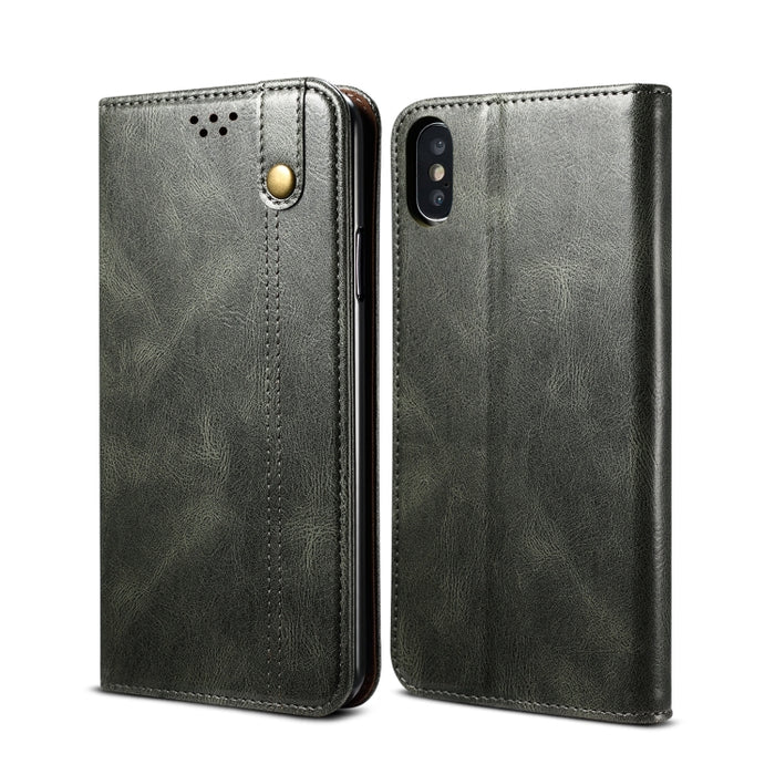 Estuche de cuero con tapa horizontal con textura de caballo loco de cera simple con ranuras para tarjetas y billetera, For iPhone 11, For iPhone 11 Pro, For iPhone 11 Pro Max, For iPhone 12 mini, For iPhone 12 / 12 Pro, For iPhone 12 Pro Max           ...
