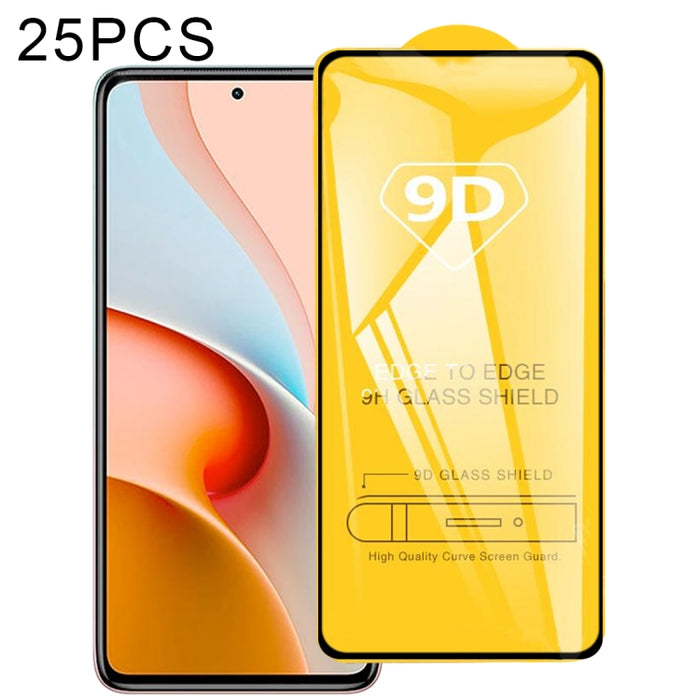 25 PCS 9D Película de vidrio templado de pantalla completa con pegamento completo, For Xiaomi Redmi Note 9 4G (25 PCS), For Xiaomi Redmi Note 9 5G (25 PCS), For Xiaomi Redmi Note 9 Pro 5G (25 PCS)