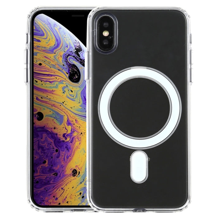 Estuche Magsafe Anillo magnético simple Todo incluido Cristal transparente Acrílico PC + TPU Estuche a prueba de golpes, For iPhone X / XS, For iPhone XR, For iPhone XS Max