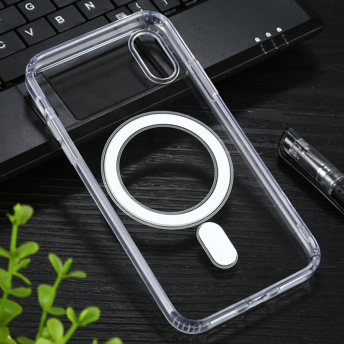 Estuche Magsafe Anillo magnético simple Todo incluido Cristal transparente Acrílico PC + TPU Estuche a prueba de golpes, For iPhone X / XS, For iPhone XR, For iPhone XS Max