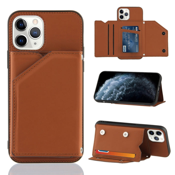 Skin Feel PU + TPU + PC Contraportada Estuche a prueba de golpes con ranuras para tarjetas y soporte y marco de fotos