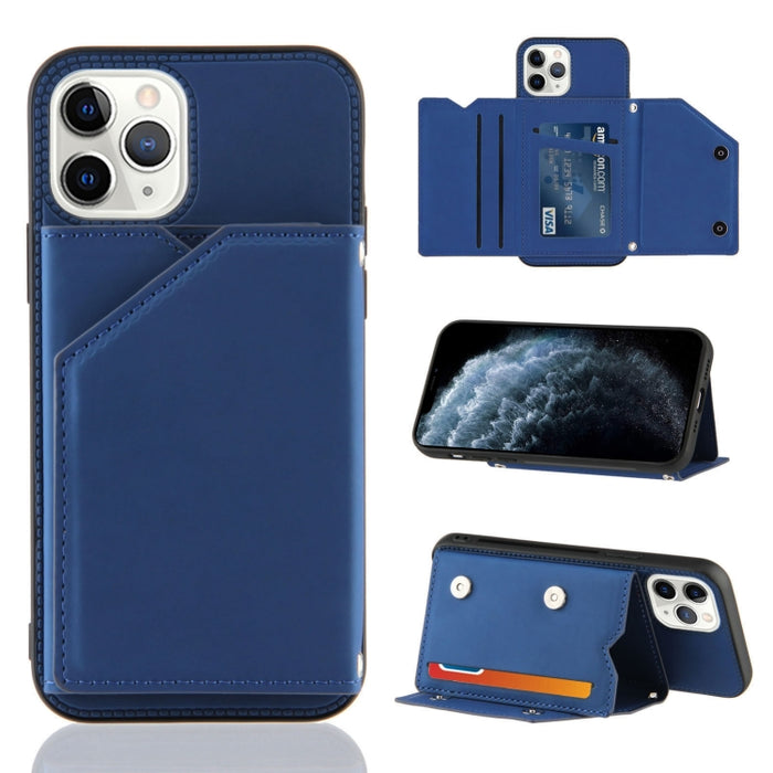 Skin Feel PU + TPU + PC Contraportada Estuche a prueba de golpes con ranuras para tarjetas y soporte y marco de fotos