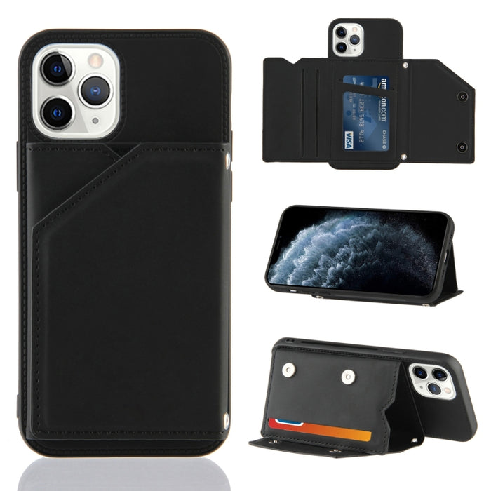 Skin Feel PU + TPU + PC Contraportada Estuche a prueba de golpes con ranuras para tarjetas y soporte y marco de fotos