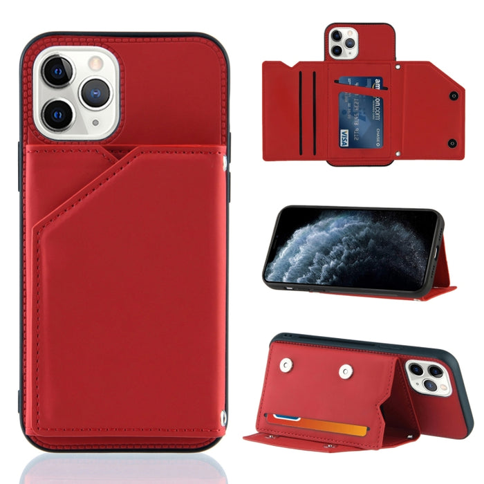 Skin Feel PU + TPU + PC Contraportada Estuche a prueba de golpes con ranuras para tarjetas y soporte y marco de fotos