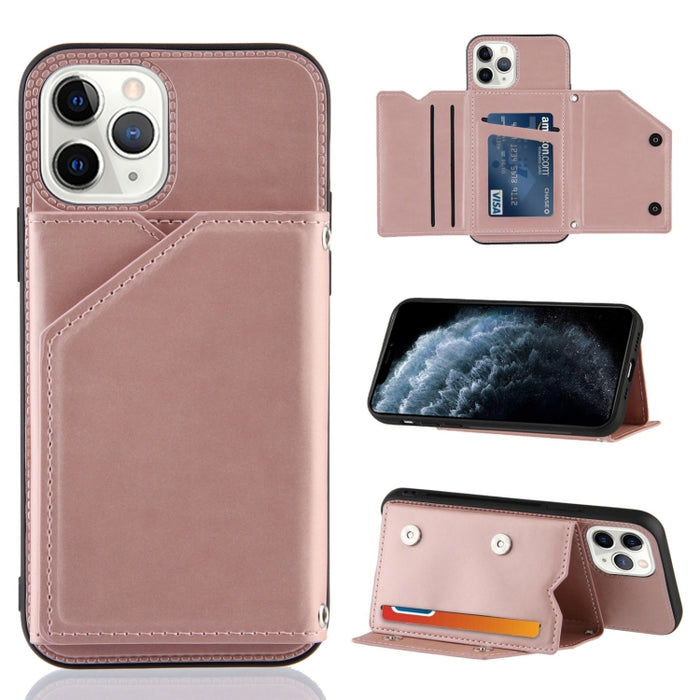 Skin Feel PU + TPU + PC Contraportada Estuche a prueba de golpes con ranuras para tarjetas y soporte y marco de fotos