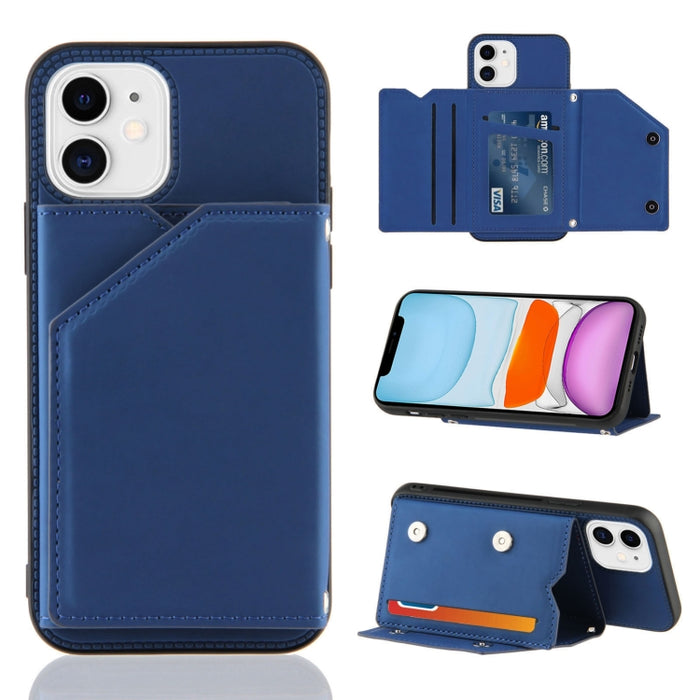 Skin Feel PU + TPU + PC Contraportada Estuche a prueba de golpes con ranuras para tarjetas y soporte y marco de fotos