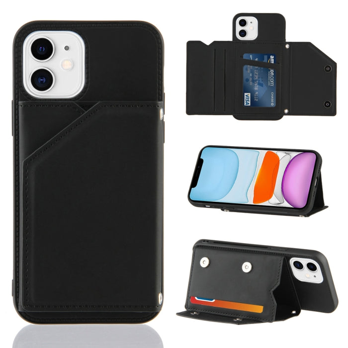 Skin Feel PU + TPU + PC Contraportada Estuche a prueba de golpes con ranuras para tarjetas y soporte y marco de fotos