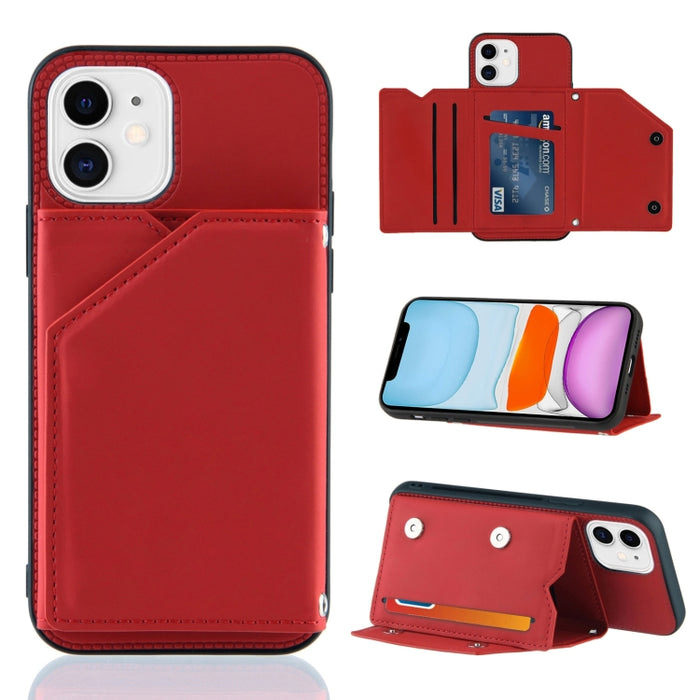 Skin Feel PU + TPU + PC Contraportada Estuche a prueba de golpes con ranuras para tarjetas y soporte y marco de fotos