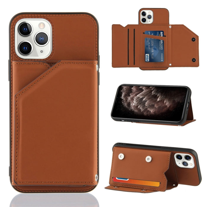 Skin Feel PU + TPU + PC Contraportada Estuche a prueba de golpes con ranuras para tarjetas y soporte y marco de fotos