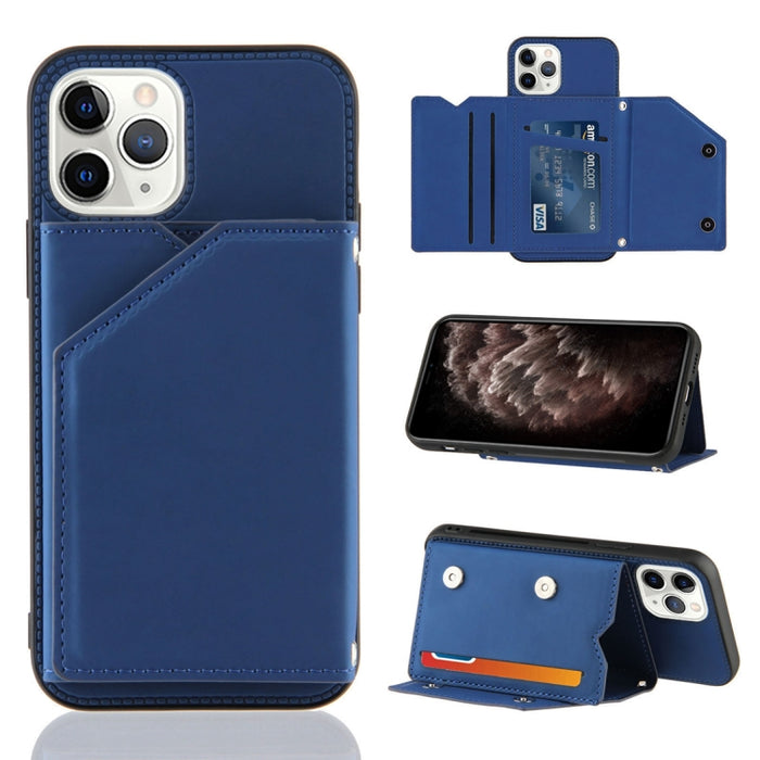 Skin Feel PU + TPU + PC Contraportada Estuche a prueba de golpes con ranuras para tarjetas y soporte y marco de fotos