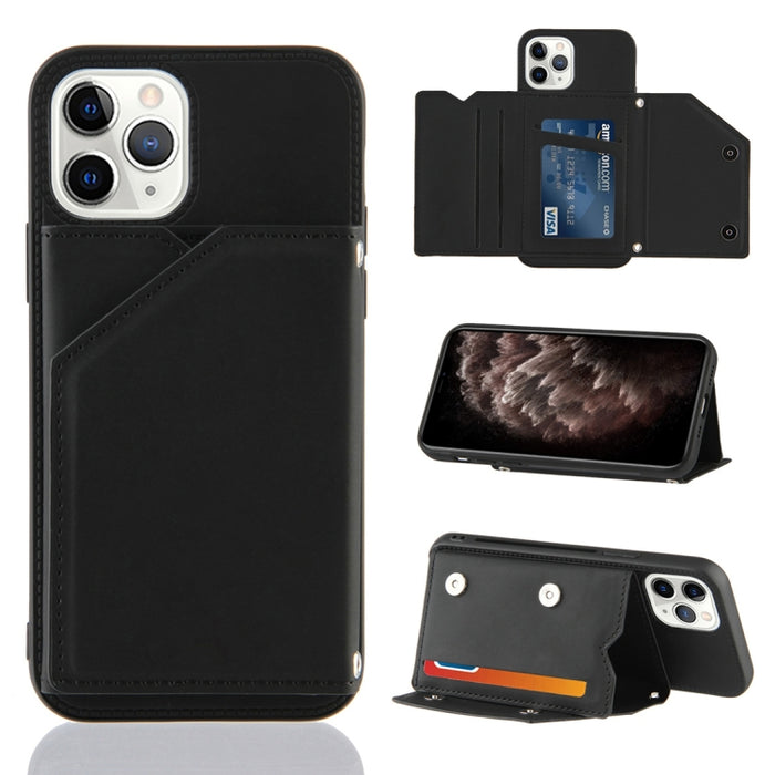 Skin Feel PU + TPU + PC Contraportada Estuche a prueba de golpes con ranuras para tarjetas y soporte y marco de fotos