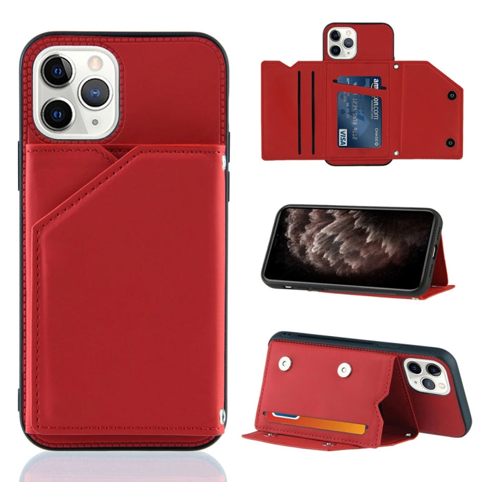 Skin Feel PU + TPU + PC Contraportada Estuche a prueba de golpes con ranuras para tarjetas y soporte y marco de fotos