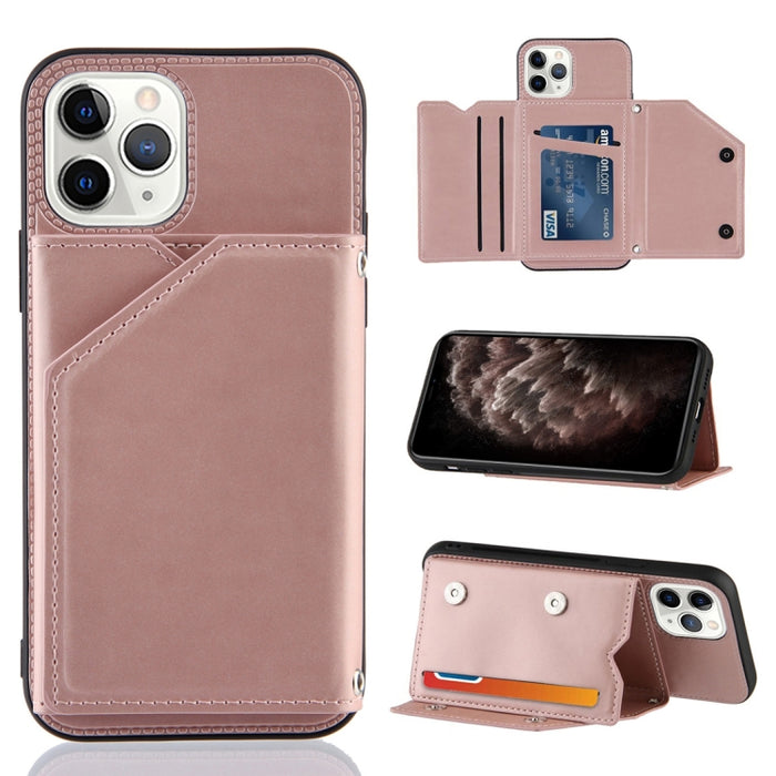 Skin Feel PU + TPU + PC Contraportada Estuche a prueba de golpes con ranuras para tarjetas y soporte y marco de fotos