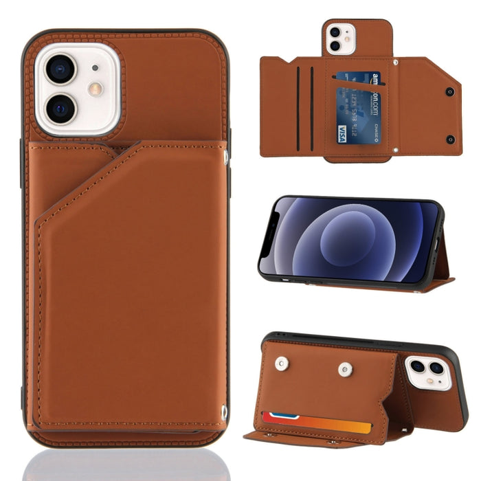 Skin Feel PU + TPU + PC Contraportada Estuche a prueba de golpes con ranuras para tarjetas y soporte y marco de fotos