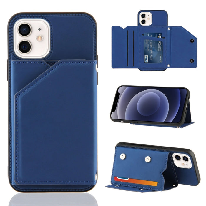 Skin Feel PU + TPU + PC Contraportada Estuche a prueba de golpes con ranuras para tarjetas y soporte y marco de fotos