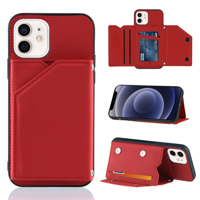 Skin Feel PU + TPU + PC Contraportada Estuche a prueba de golpes con ranuras para tarjetas y soporte y marco de fotos