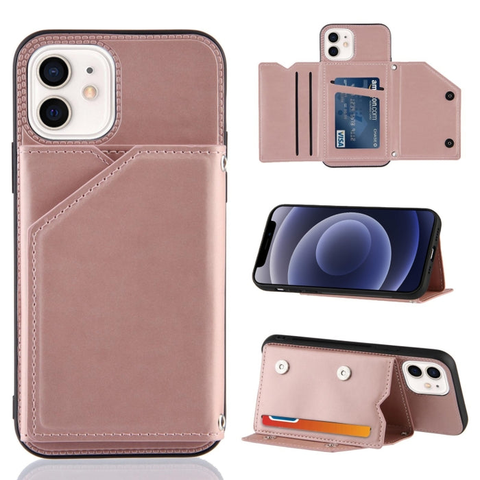 Skin Feel PU + TPU + PC Contraportada Estuche a prueba de golpes con ranuras para tarjetas y soporte y marco de fotos