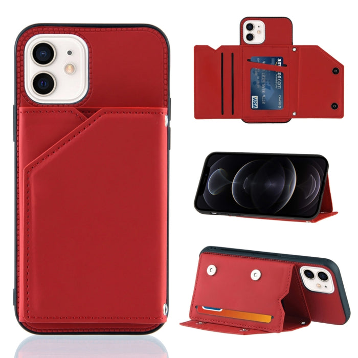Skin Feel PU + TPU + PC Contraportada Estuche a prueba de golpes con ranuras para tarjetas y soporte y marco de fotos