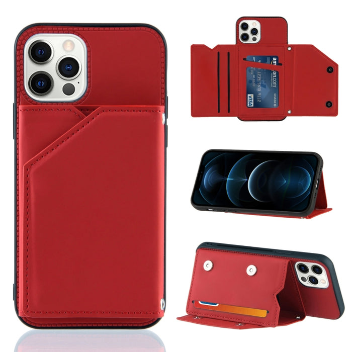 Skin Feel PU + TPU + PC Contraportada Estuche a prueba de golpes con ranuras para tarjetas y soporte y marco de fotos