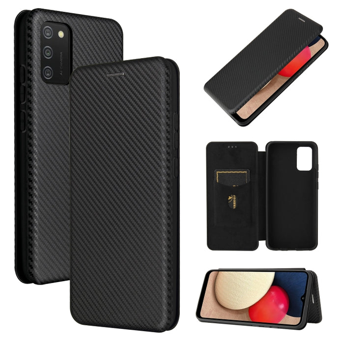 Textura de fibra de carbono Flip horizontal magnético TPU + PC + Funda de cuero PU con ranura para tarjeta, For Xiaomi Poco M3, For Samsung Galaxy A02s, For Xiaomi Redmi Note 9 5G, For Xiaomi Redmi Note 9 4G