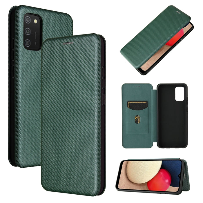 Textura de fibra de carbono Flip horizontal magnético TPU + PC + Funda de cuero PU con ranura para tarjeta, For Xiaomi Poco M3, For Samsung Galaxy A02s, For Xiaomi Redmi Note 9 5G, For Xiaomi Redmi Note 9 4G