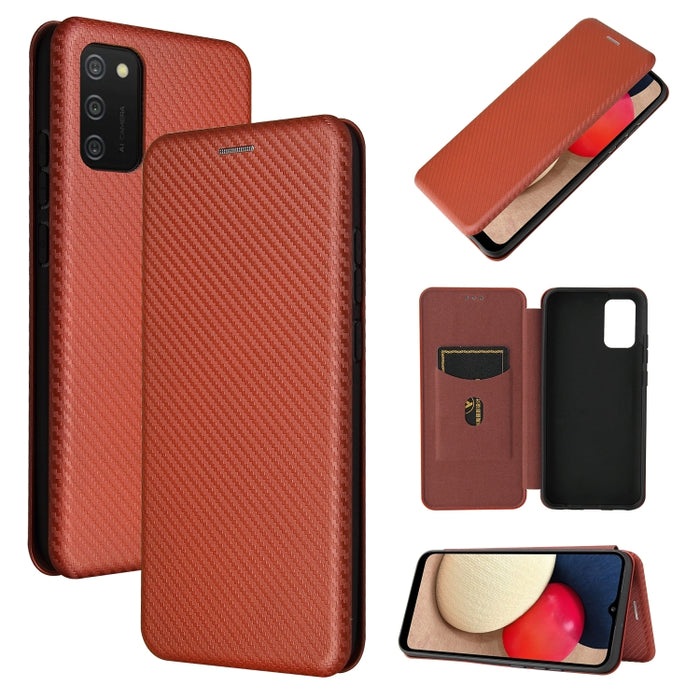 Textura de fibra de carbono Flip horizontal magnético TPU + PC + Funda de cuero PU con ranura para tarjeta, For Xiaomi Poco M3, For Samsung Galaxy A02s, For Xiaomi Redmi Note 9 5G, For Xiaomi Redmi Note 9 4G