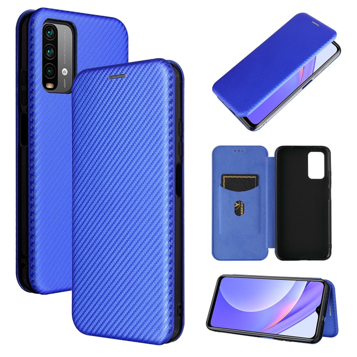 Textura de fibra de carbono Flip horizontal magnético TPU + PC + Funda de cuero PU con ranura para tarjeta, For Xiaomi Poco M3, For Samsung Galaxy A02s, For Xiaomi Redmi Note 9 5G, For Xiaomi Redmi Note 9 4G