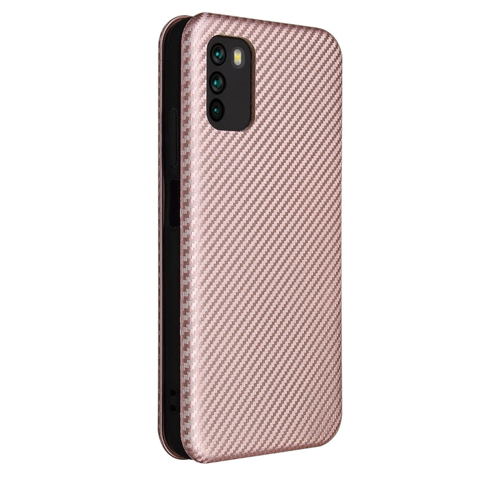 Textura de fibra de carbono Flip horizontal magnético TPU + PC + Funda de cuero PU con ranura para tarjeta, For Xiaomi Poco M3, For Samsung Galaxy A02s, For Xiaomi Redmi Note 9 5G, For Xiaomi Redmi Note 9 4G