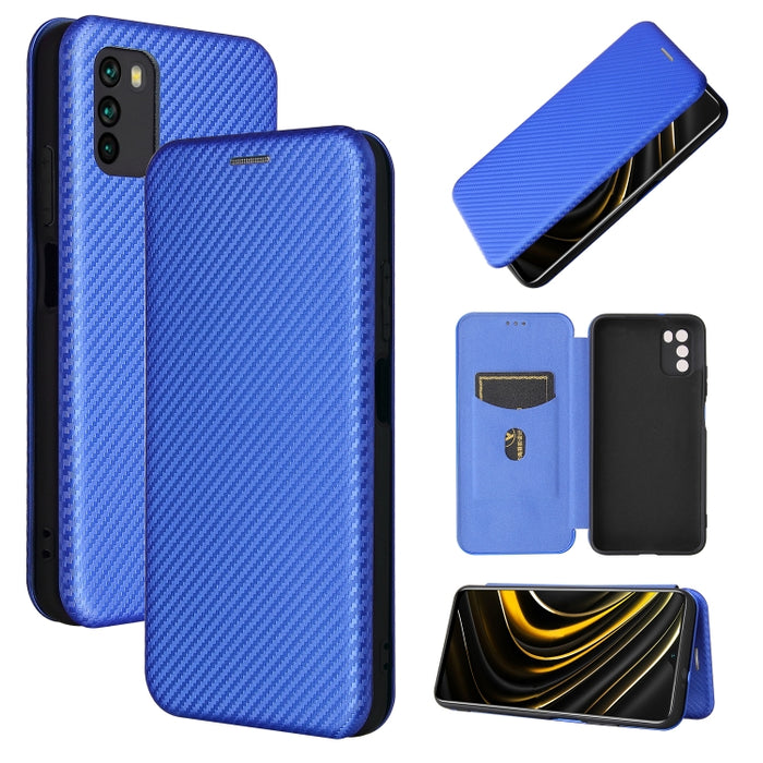 Textura de fibra de carbono Flip horizontal magnético TPU + PC + Funda de cuero PU con ranura para tarjeta, For Xiaomi Poco M3, For Samsung Galaxy A02s, For Xiaomi Redmi Note 9 5G, For Xiaomi Redmi Note 9 4G