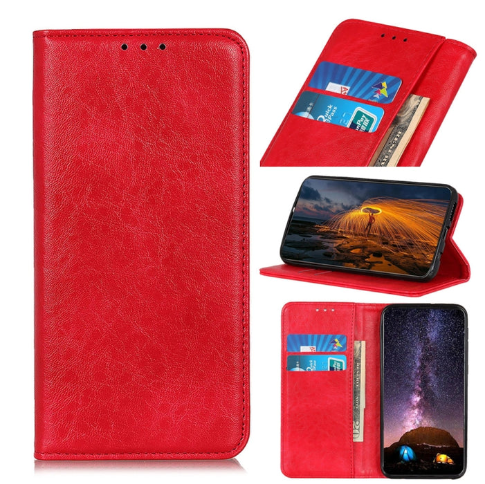 Estuche de cuero con tapa horizontal con textura de caballo loco magnético con soporte y ranuras para tarjetas y billetera, For Samsung Galaxy A32 5G, For Xiaomi Poco M3